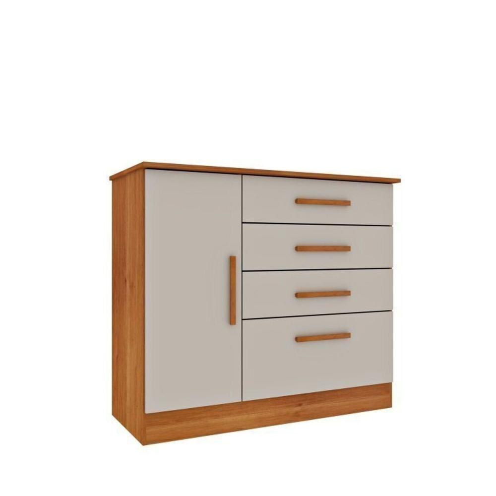 Quarto Casal Completo Guarda Roupa 6 portas Munique, Cama Casal Monaco e Cômoda Chicago Espresso Móveis Cinamomo/Off White