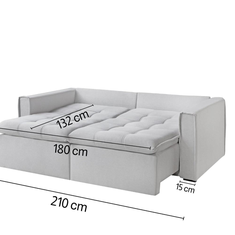 Miniatura Sofá Cama Dallas 210 Cm sem Caixa Veludo Cinza Chumbo