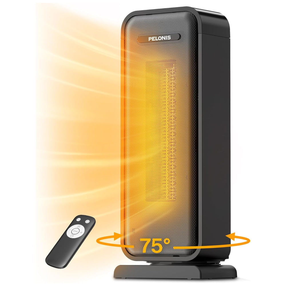 Miniatura Aquecedor PELONIS de Cerâmica Eco com Oscilação de 75° e Controle Remoto, 40,64 cm: Conforto e Eficiência