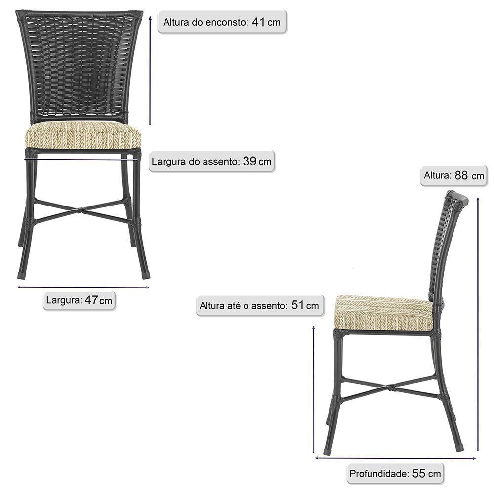 Miniatura Kit 3 Cadeiras Cozinha Sala De Jantar Varanda Em Alumínio E Estofado Impermeavel Turquia Preta Z24