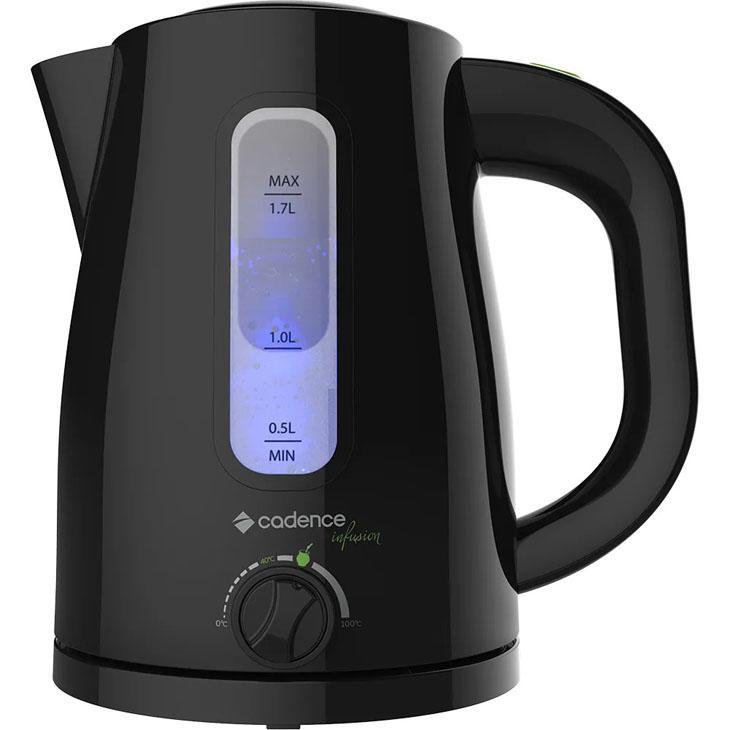 Miniatura Chaleira Elétrica Cadence Infusion, 1,7 Litros, Preta 110 Volts