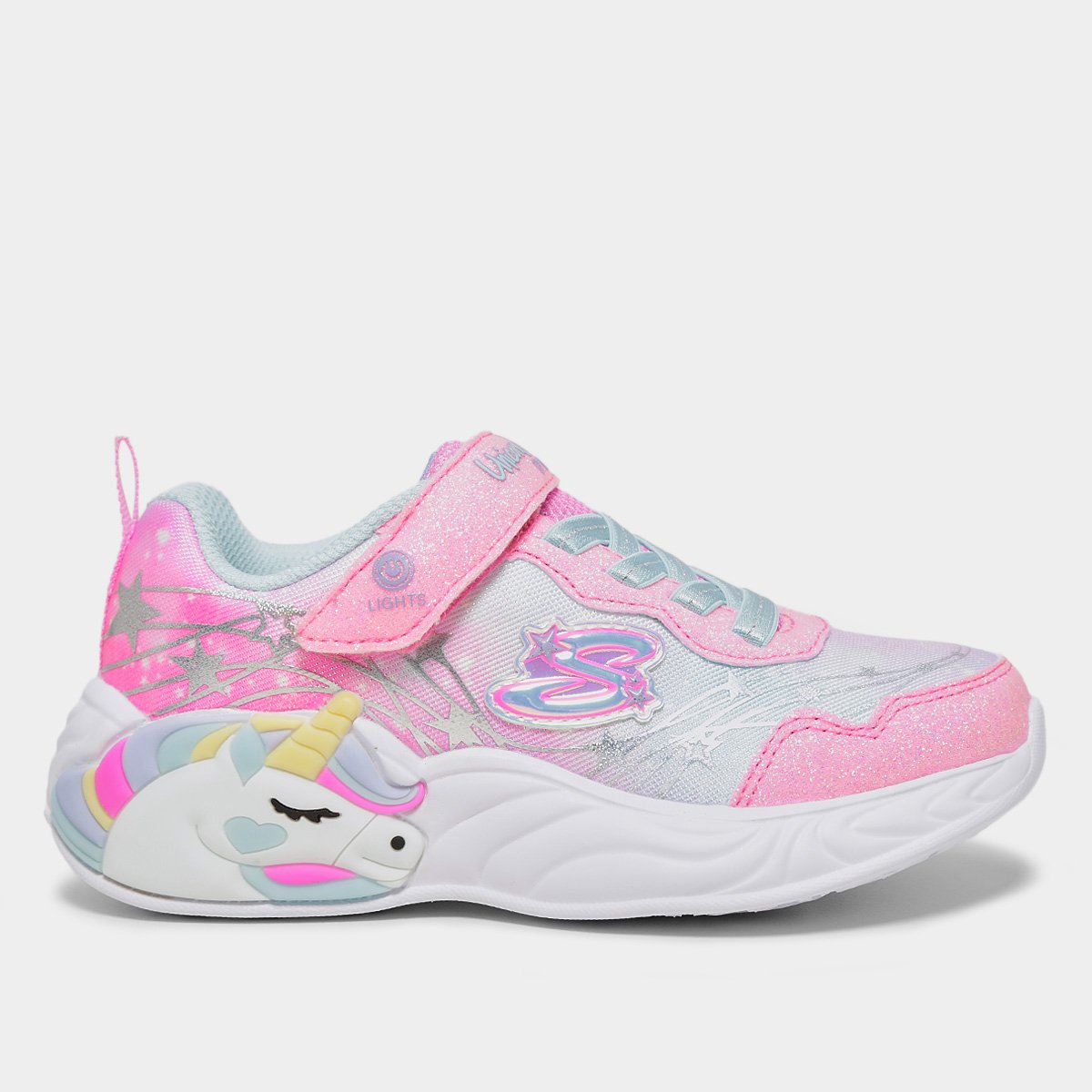 Miniatura Tênis Infantil Skechers Unicorn Dreams Wis Menina Azul+Rosa - 26