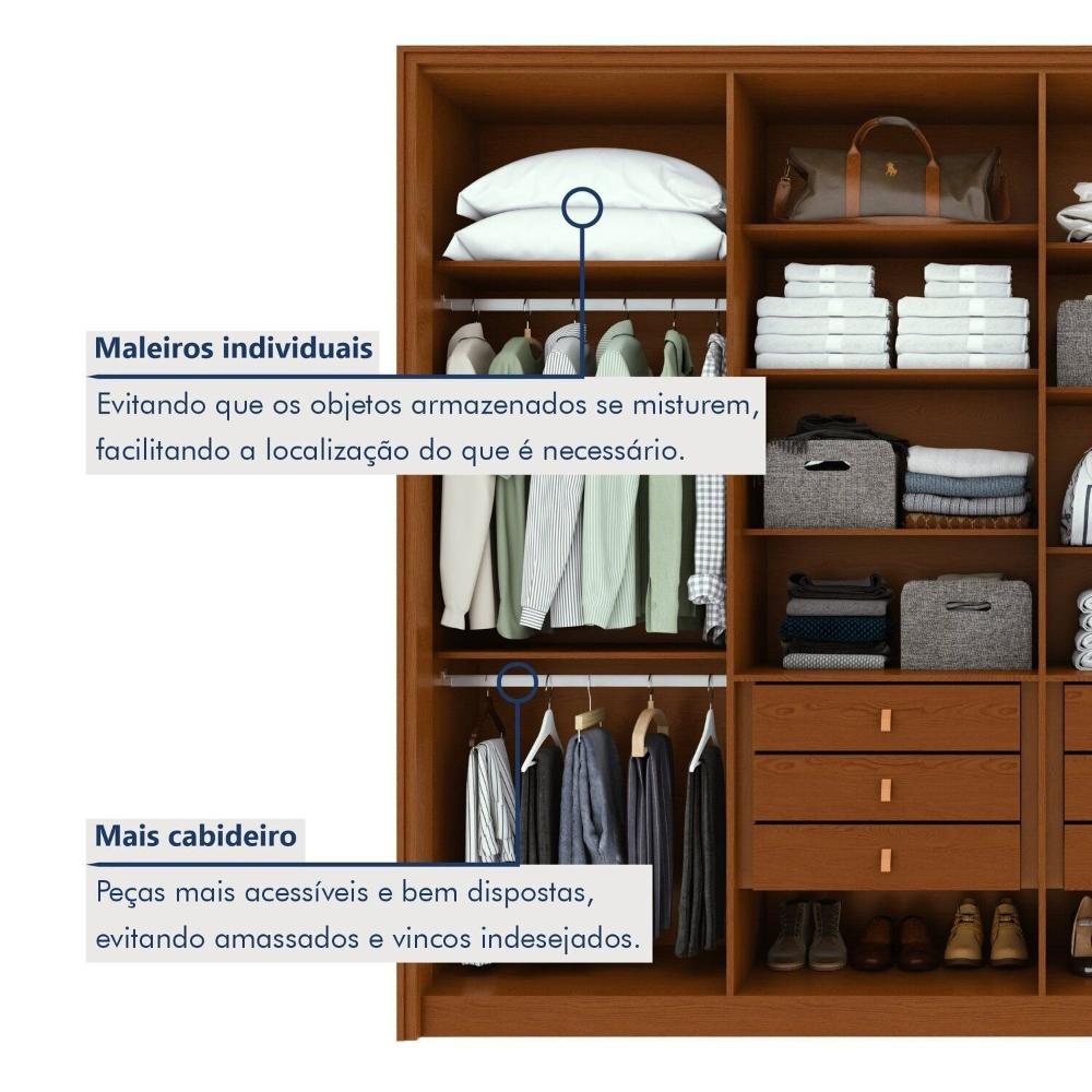 Guarda-roupa 8 Portas 6 Gavetas 100% Mdf Ergon Frassino/Off White
