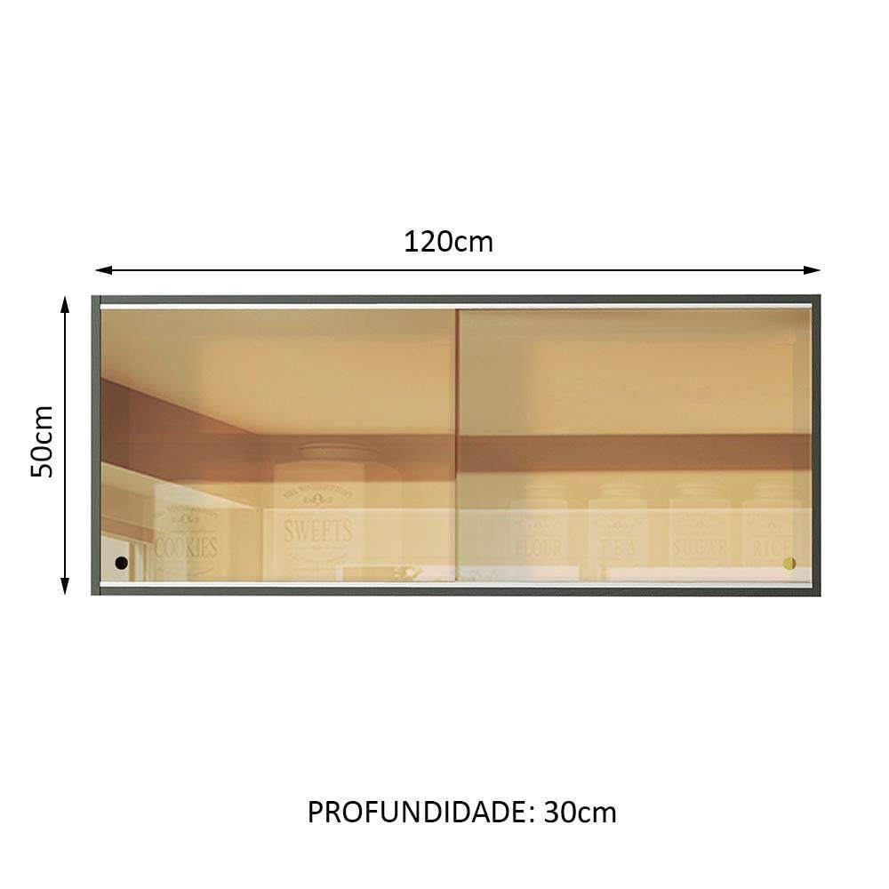Armário Aéreo Reims 2 Portas de Correr Vidro Reflex Madesa