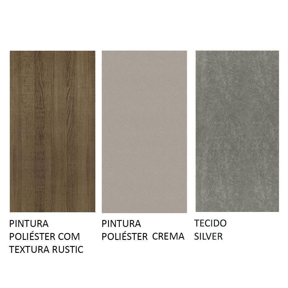 Miniatura Conjunto Sala De Jantar Mesa Tampo De Madeira 6 Cadeiras Rustic/crema/silver Fabiana Madesa Rustic/crema/silver