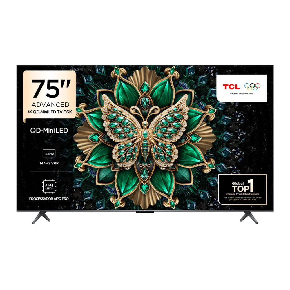 Smart TV TCL 75 Polegadas 75C6K 4K UHD QD-Mini Led Google Tv HDR 10+