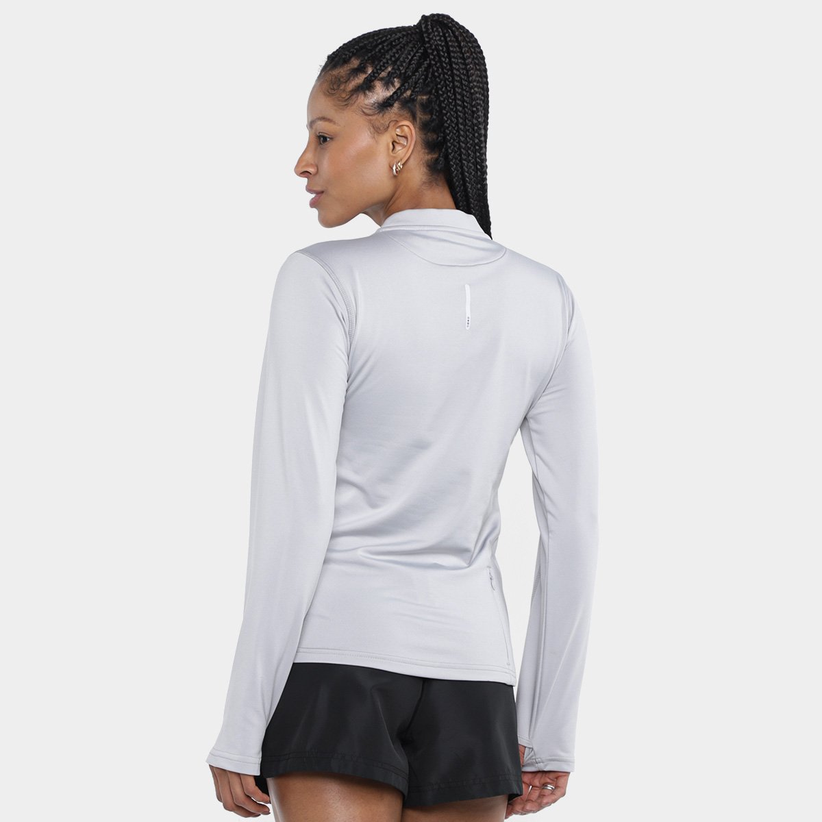 Miniatura Camiseta Mizuno Térmica Manga Longa Feminina Cinza Claro - GG
