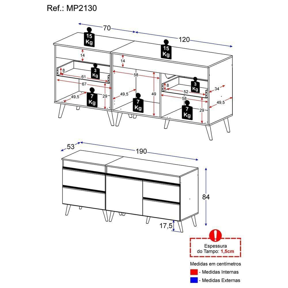Miniatura Kit 2 Balcões Gabinete Pia 120cm + Cooktop 70cm preto