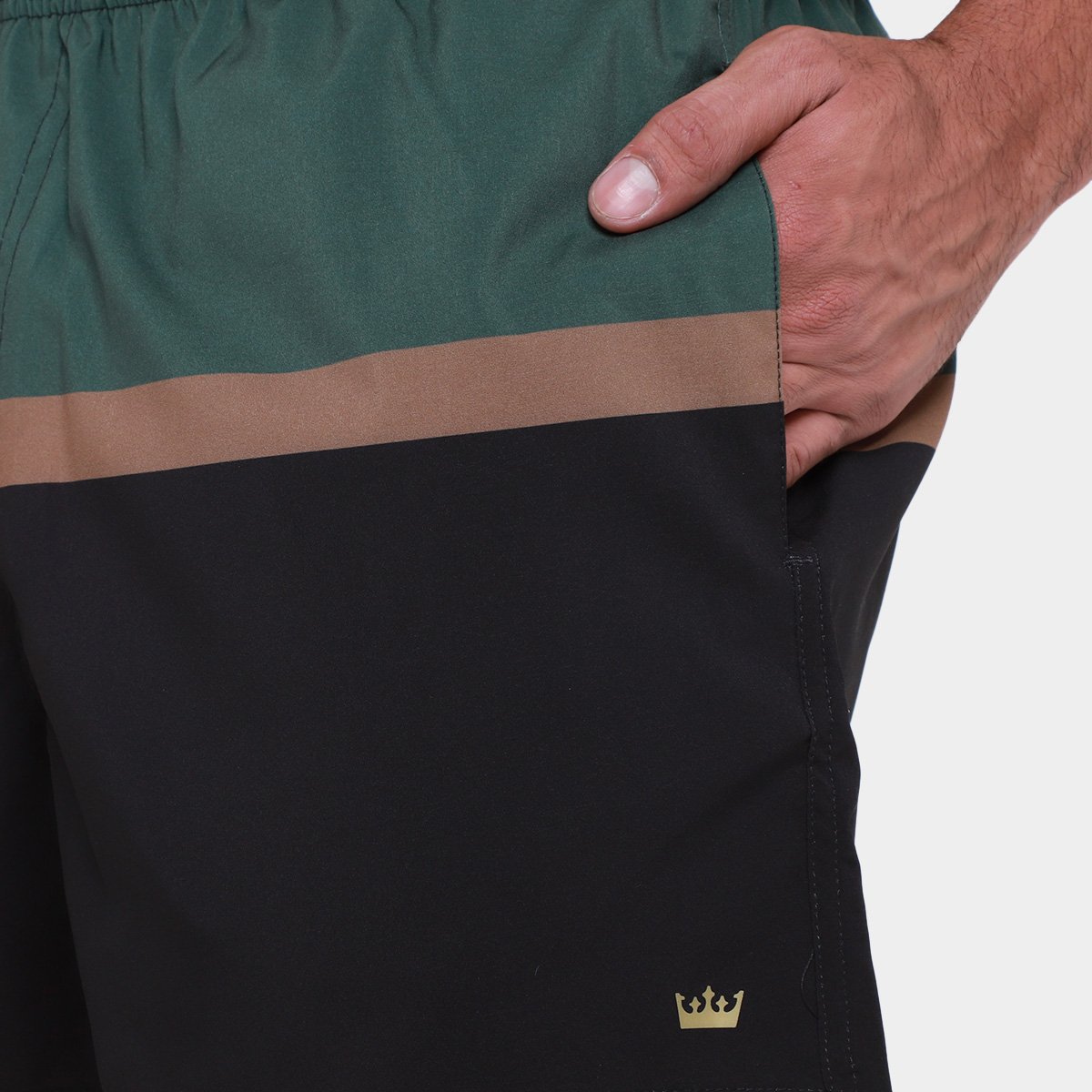 Miniatura Bermuda Osklen Beach Short Riva Masculina Verde+Preto - G