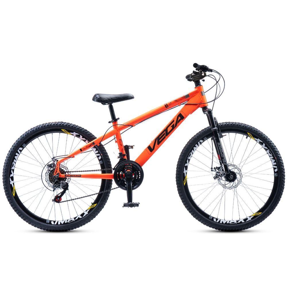 Miniatura Bicicleta Tipo Vikingx Vega Psico Aro 26 21 Vel Freio Disco Laranja Neon