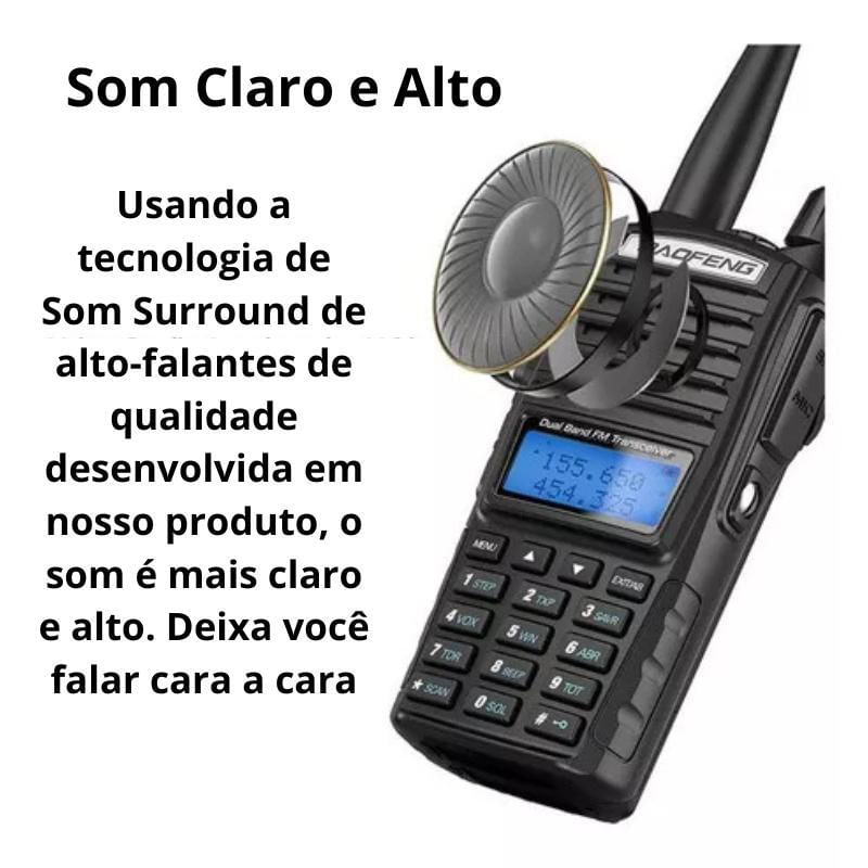 Miniatura Kit 10 Rádio Ht Comunicador Baofeng Dual Band Uv82 Rádio Fm