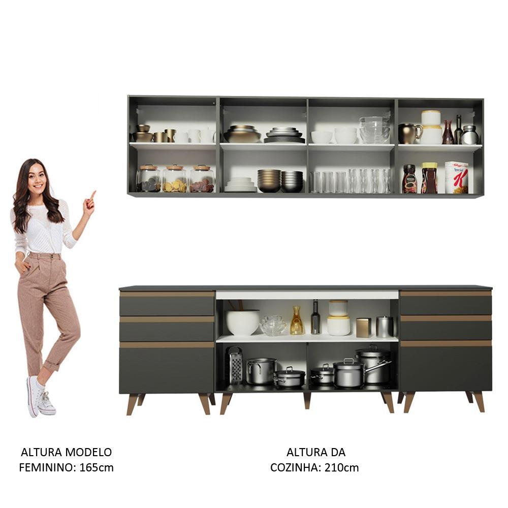 Cozinha Completa Madesa Reims 240002 com Armário e Balcão - Preto Preto