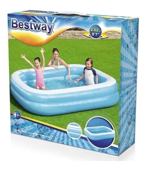Miniatura Piscina Inflável Retangular Pratica Bestway Familiar 778L