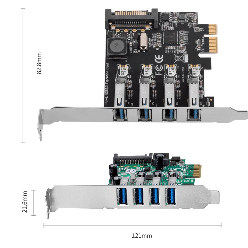 Placa Expansão Pci-Express 4X Portas Usb 3.0 Transferência