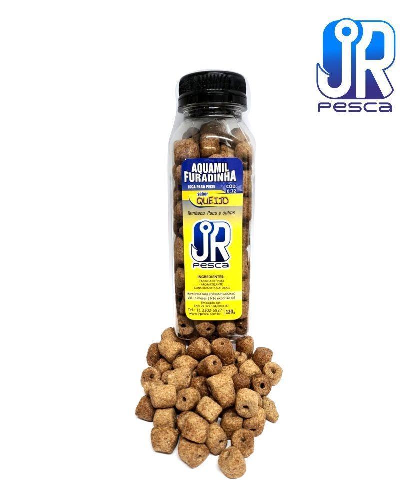 Miniatura Ração Aquamil Furadinha Isca Peixe P40 12Mm Queijo 120G