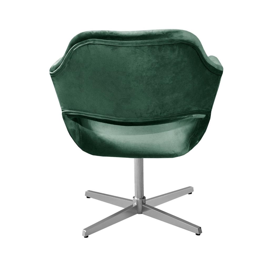 Miniatura Poltrona Decorativa Zara Pé Giratório de Metal Sala Recepção Verde