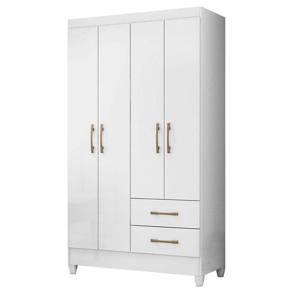 Miniatura Guarda Roupa Solteiro Chile 4 Portas Branco Brilho - Moval