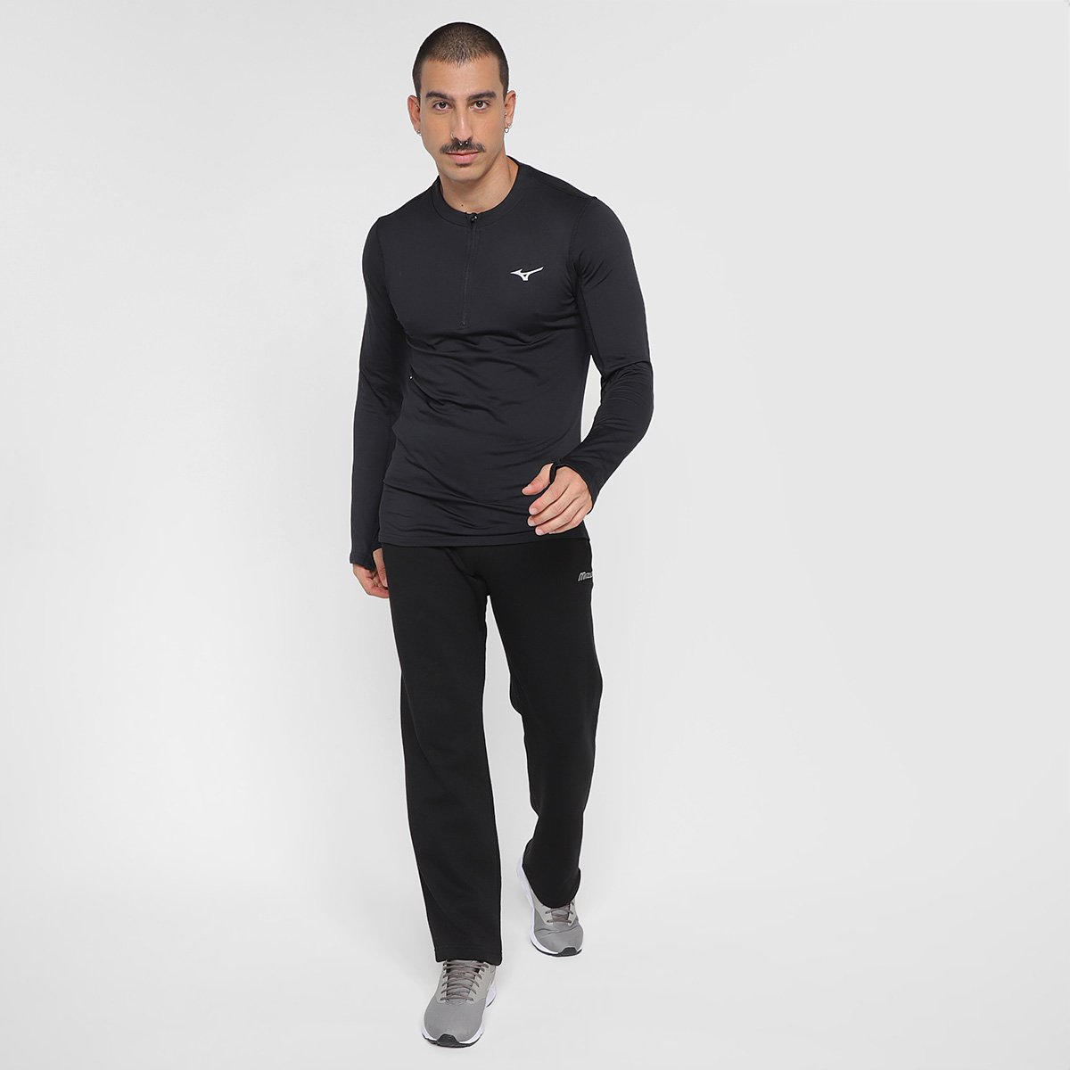 Miniatura Camiseta Mizuno Térmica Manga Longa Masculina Preto - G