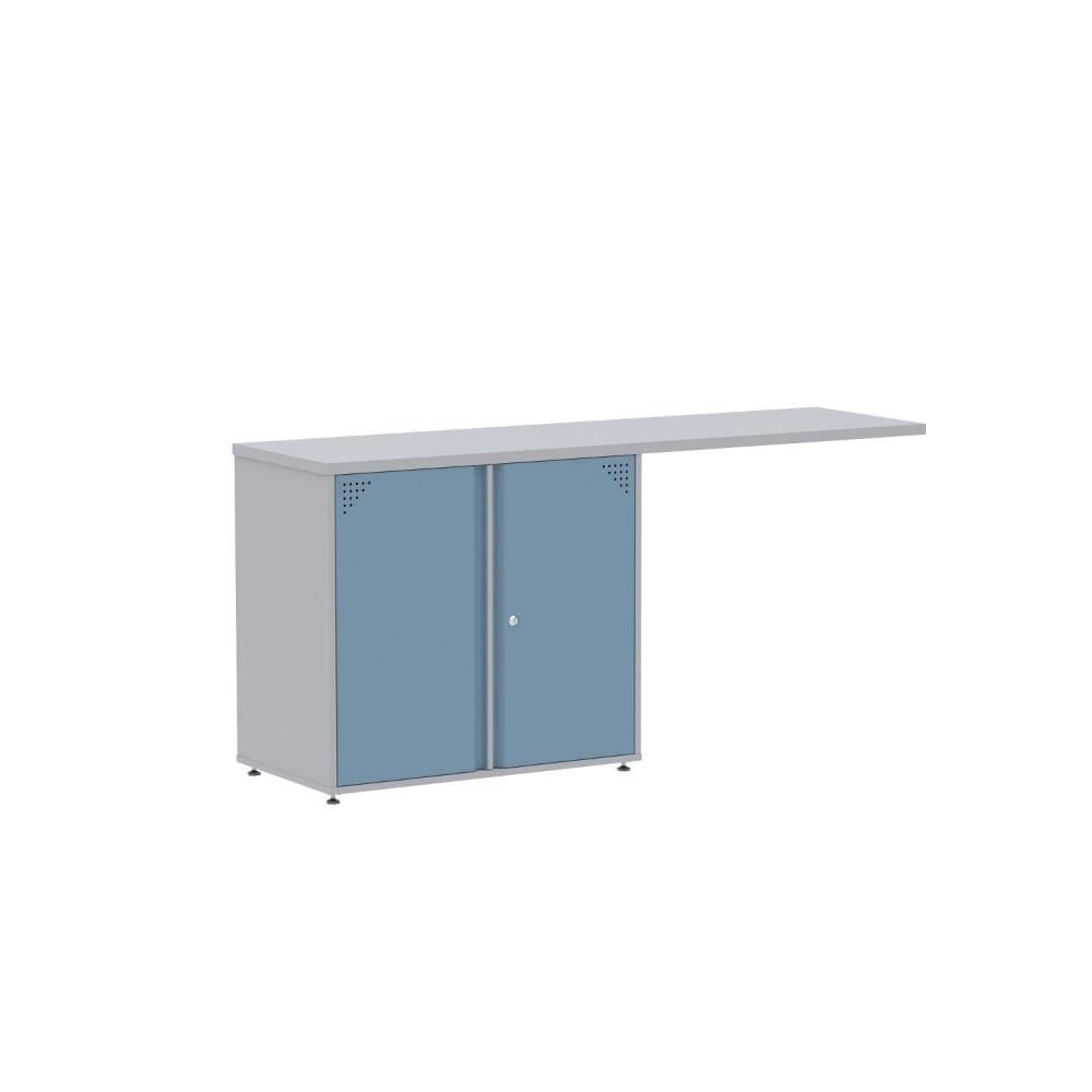 Miniatura Armário Baixo com Conexão Tampo 156cm Cinza/Azul Dali