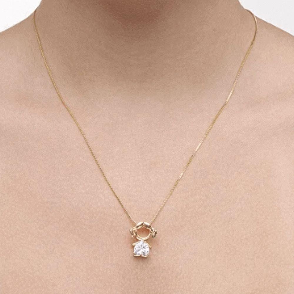 Colar Mae E Filha Menina Com Cristal Banhado Ouro