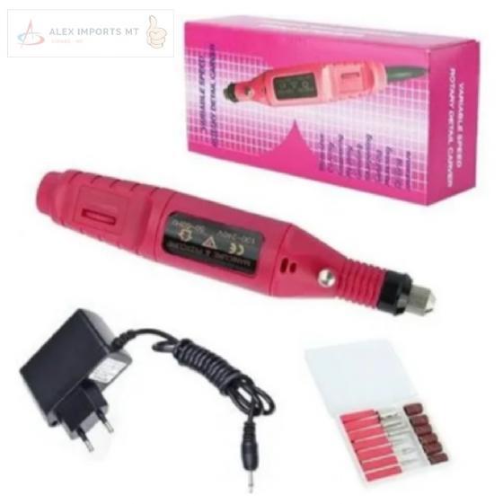 Miniatura Lixa Elétrica Manicure Licha Rosa Unha Gel Fibra