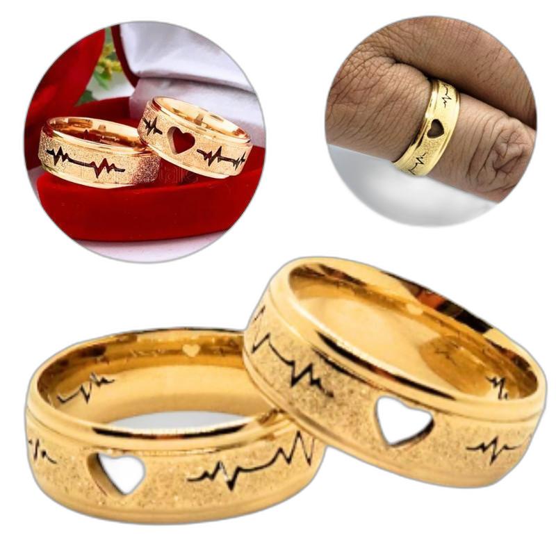 Miniatura Alianças Casamento Ouro 8mm Coração 18k