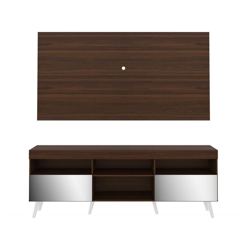 Miniatura Rack com Painel TV até 65" Espelho e Pés Retrô Multimóveis
