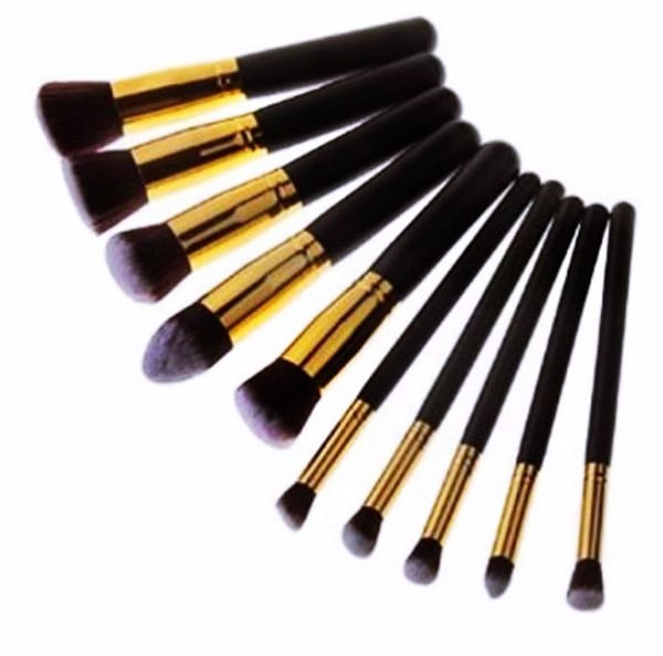 Miniatura Kit 10 Pincéis Kabuki Precisão Preto Maquiagem Profissional