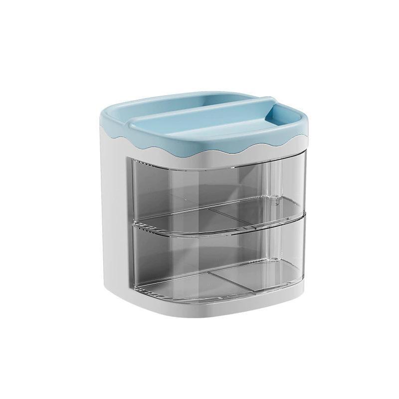 Miniatura Porta Treco Azul E Branco Multiuso Com Gaveta Top House