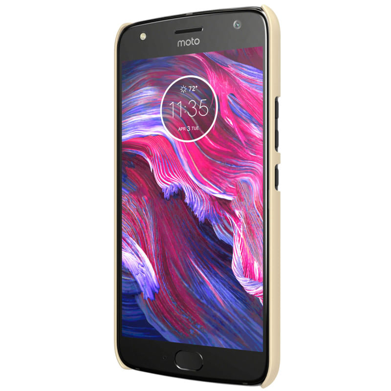 Kit Capa Dourada Nillkin Moto X4 Case Shield E Película Lisa