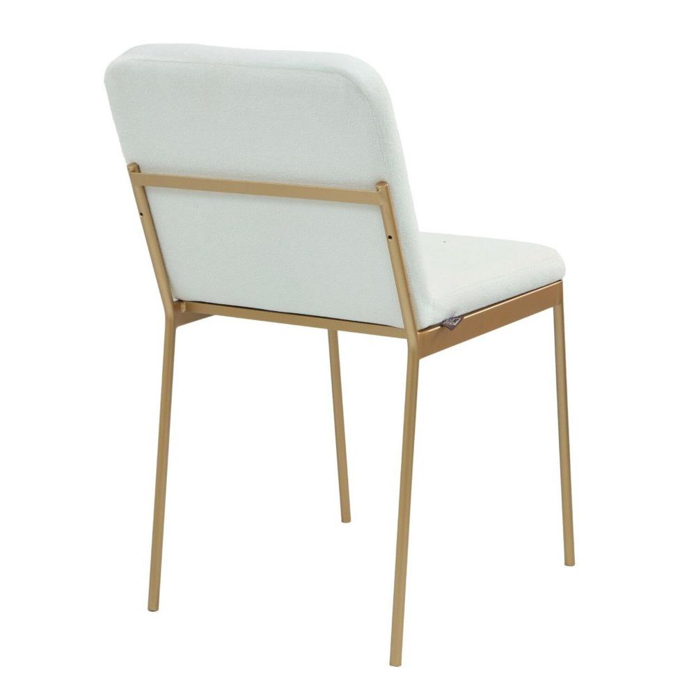 Miniatura Cadeira de Metal Para Sala de Jantar Chloe Estofada Dourado/Branco