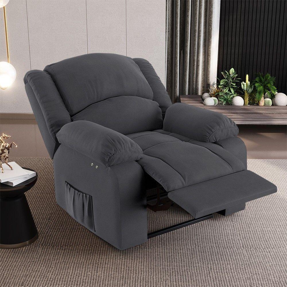 Poltrona Do Papai Reclinável Pietra Power Touch Usb Fh9 Veludo Cinza - Mpozenato