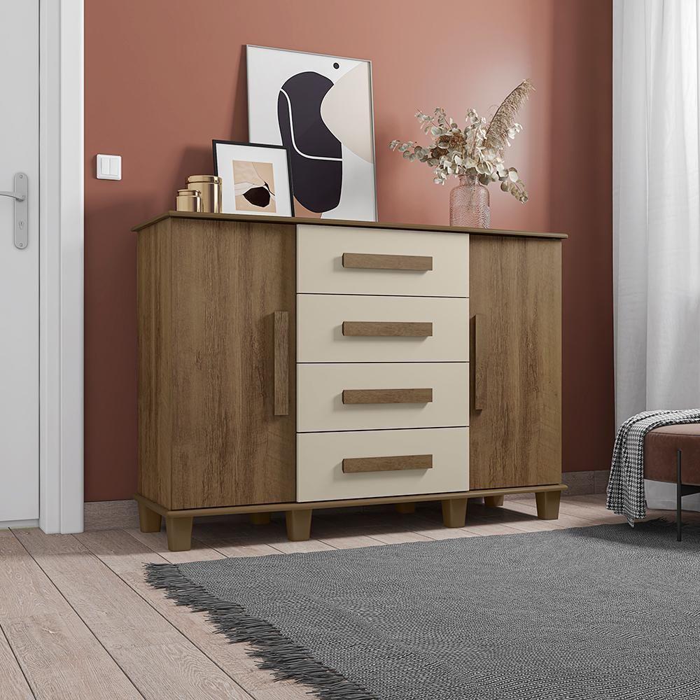 Miniatura Cômoda Com 4 Gavetas Renens Freijó Off White