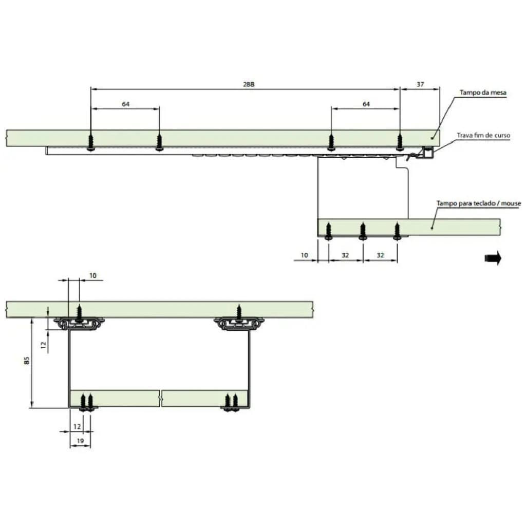 Miniatura Ferragem Deslizante Base Para Teclado Tts 40/404 Preta Fgvtn