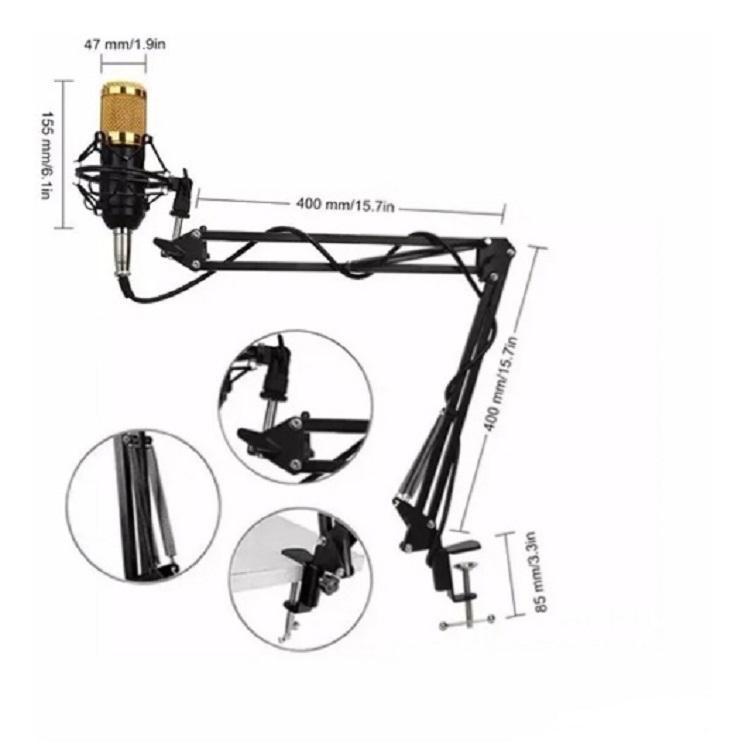 Miniatura Kit Estúdio Profissional Com Microfone Condensador E Shock M
