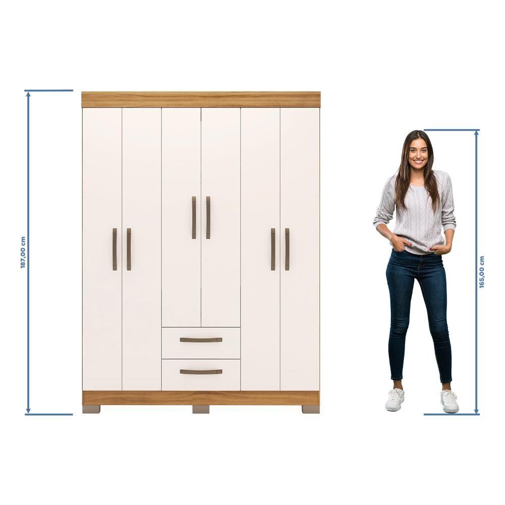 Miniatura Guarda-roupa Com 6 Portas E 2 Gavetas Freijó/off White Tx Nt6015 Notável Móveis Freijó Trend/off White Tx