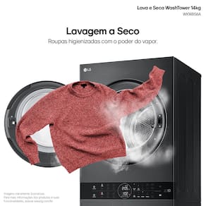Lavadora e Secadora LG WK14BS6 WashTower 14kg TurboWash 360° AI ThinQ Black Inox