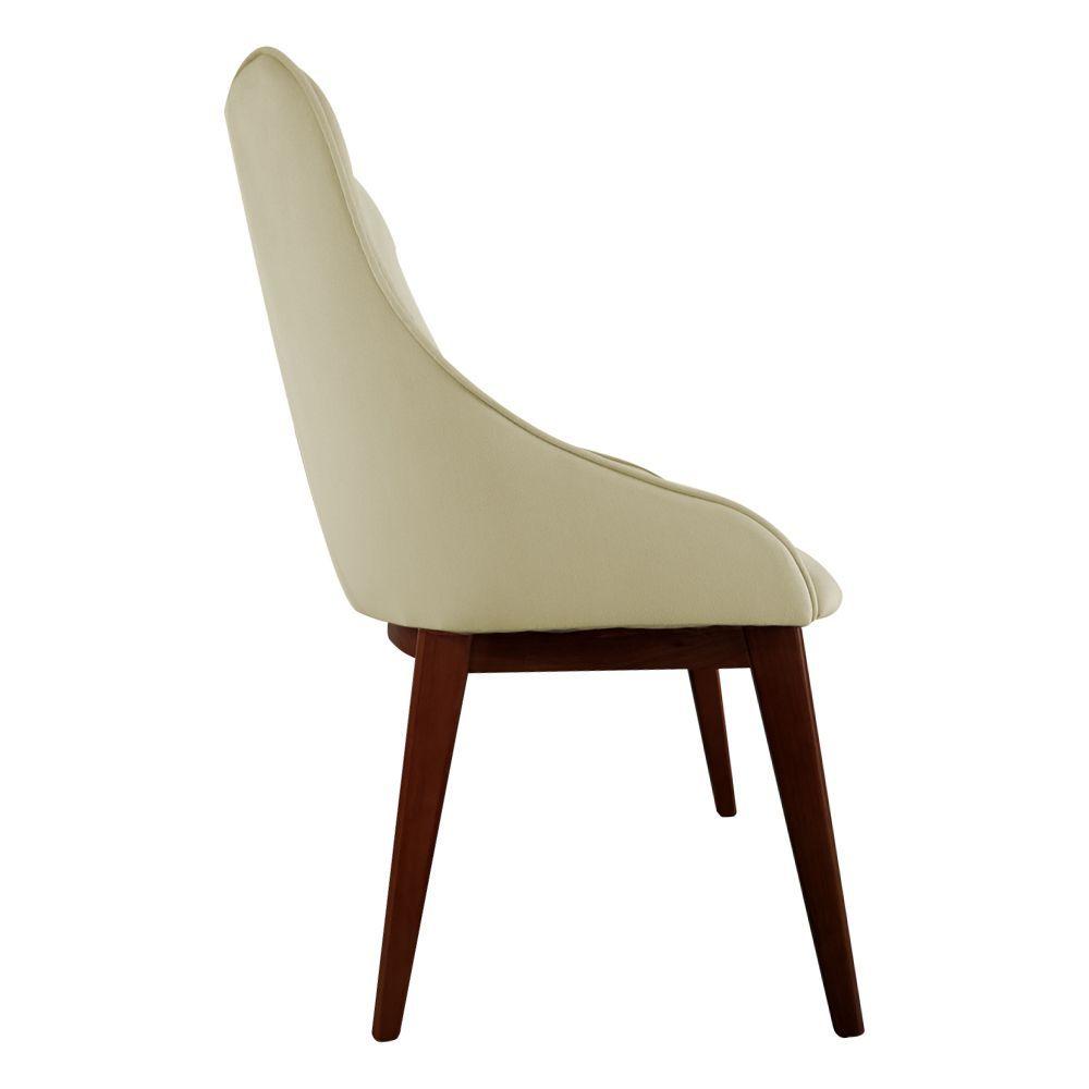 Miniatura Kit 2 Cadeiras De Jantar Elisa Nobre Estofada Liso Veludo Bege Base Madeira Maciça Imbuia