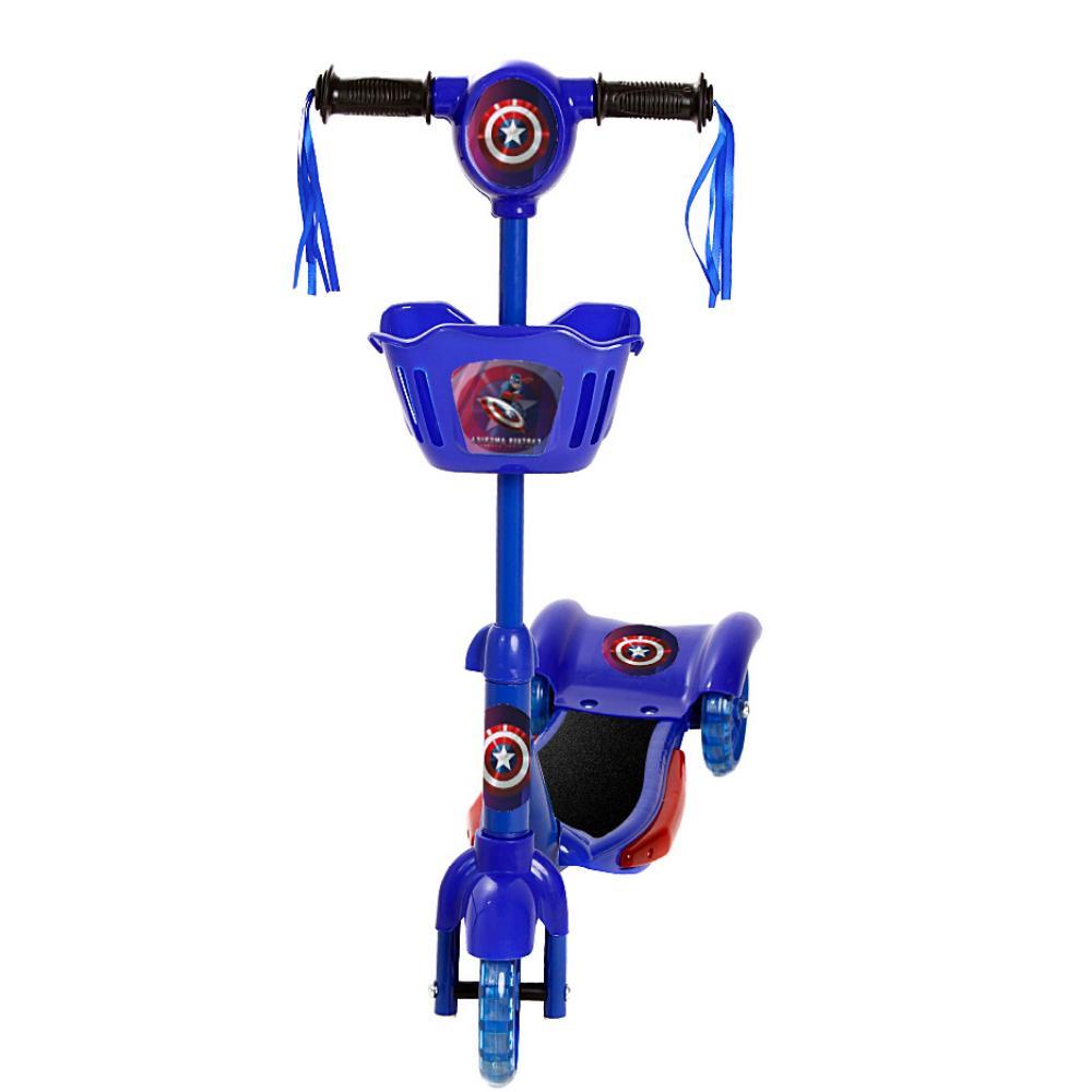 Brinquedo Patinete Capitão América Scooter 3 Rodas C Cesta.