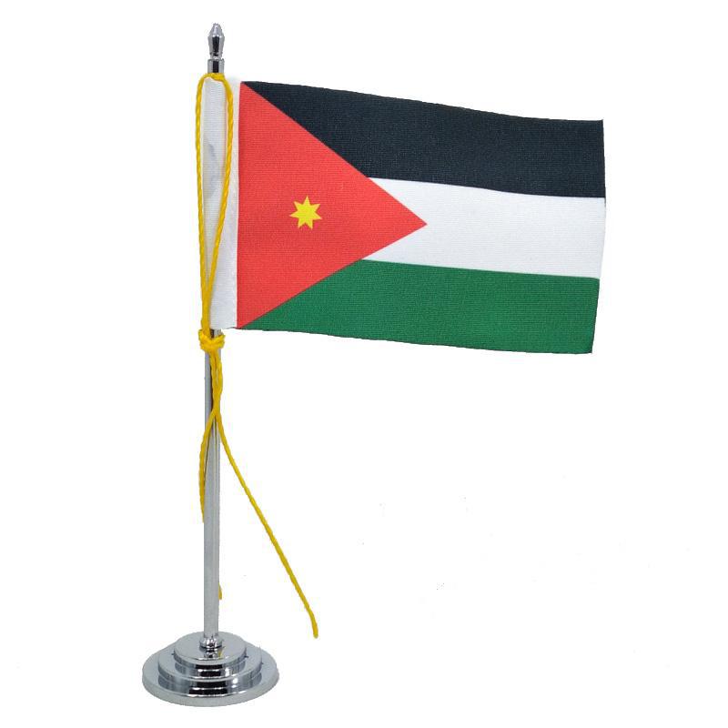 Miniatura Mini Bandeira De Mesa Jordânia 15 Cm (Mastro)Poliéster