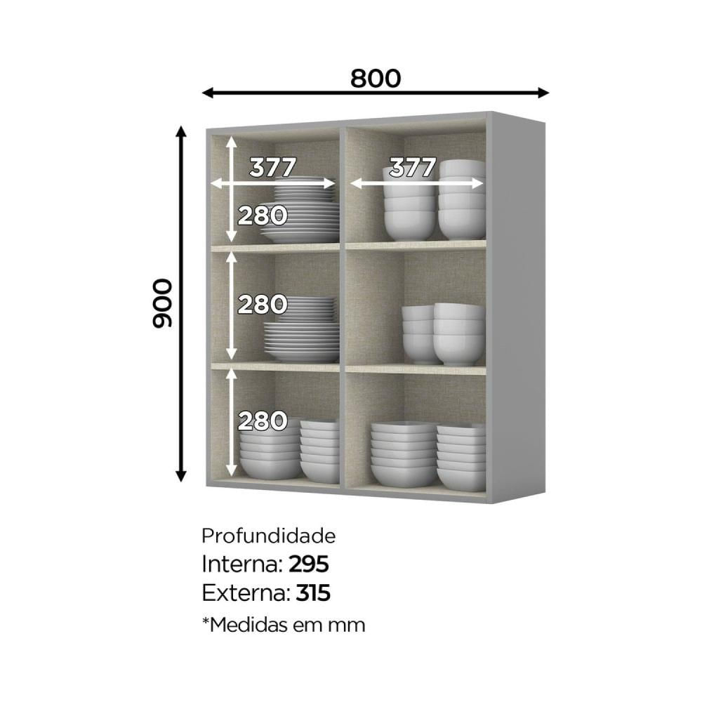 Miniatura Armário Aéreo para Cozinha 80cm 2 Portas Ketlin Henn Cinza