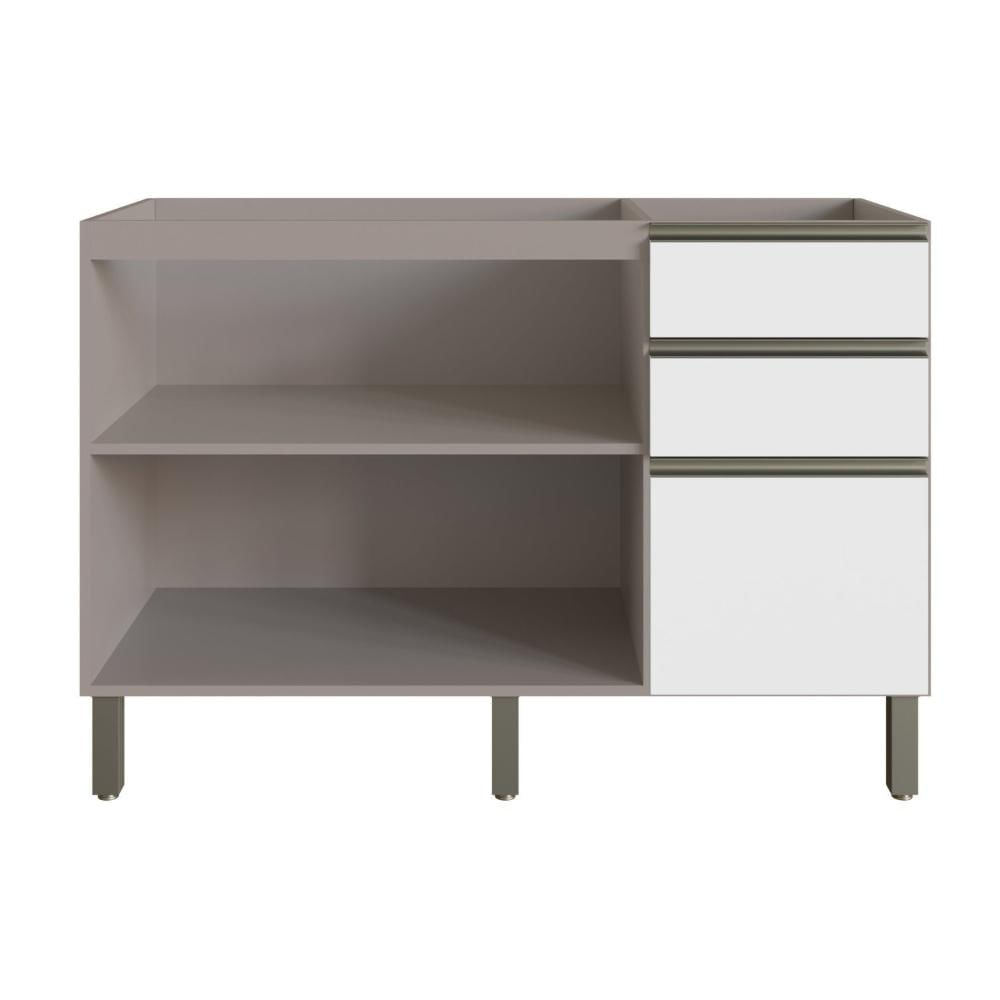 Miniatura Balcão 2 Portas 3 Gavetas Cozinha Diamante New Fumê/Branco