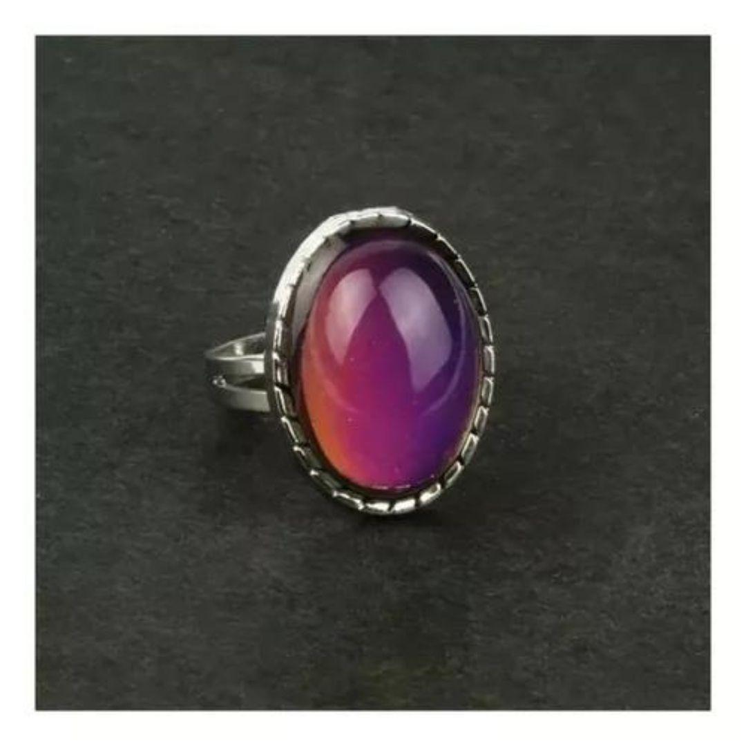 Miniatura Anel Do Humor Oval Modelo Vintage Elegante Muda De Cor Novo