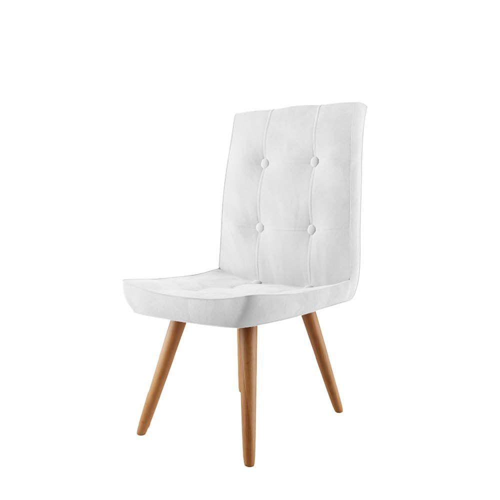 Miniatura Conjunto 03 Cadeira De Jantar Drop Com Botão Base Pé Palito Rústico Corino Branco