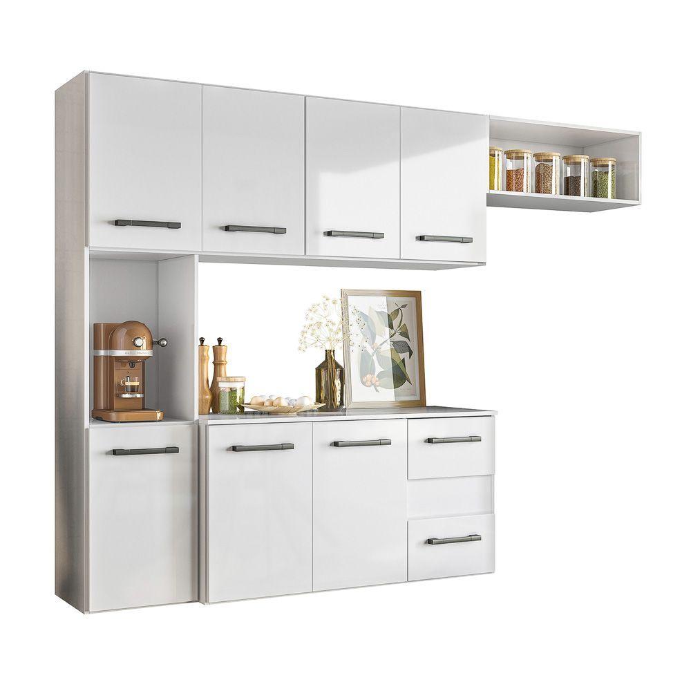 Miniatura Kit Cozinha Juliete Suspensa - 7 Portas 2 Gavetas - Branco - Nicioli
