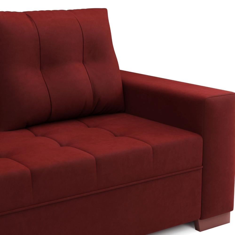 Miniatura Sofá de Canto com Puff 7 Lugares 238cm Gávea Montreal Vermelho