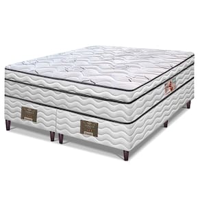 Miniatura Cama Box King Size Bipartida Cama inBox Moderne Ortopédico com Camada Especial de Espuma D45 63x193x203cm - Branco/Grafite