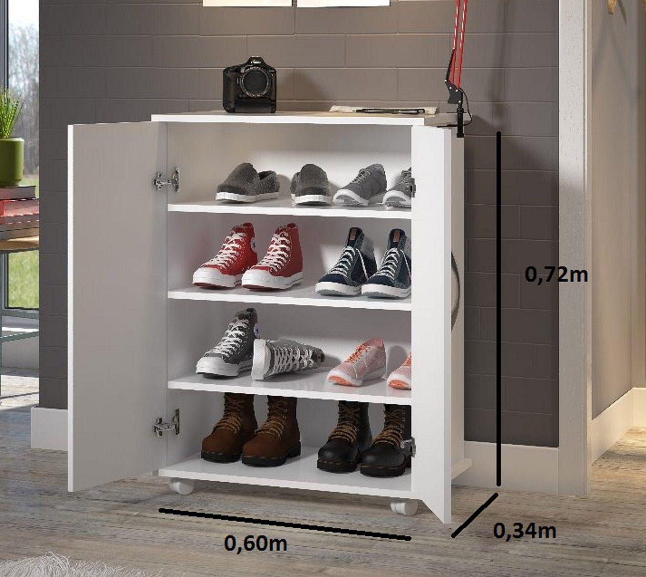 Miniatura Armário 2 Portas Sapateria Com Rodinha Branco Mod03 72x60cm