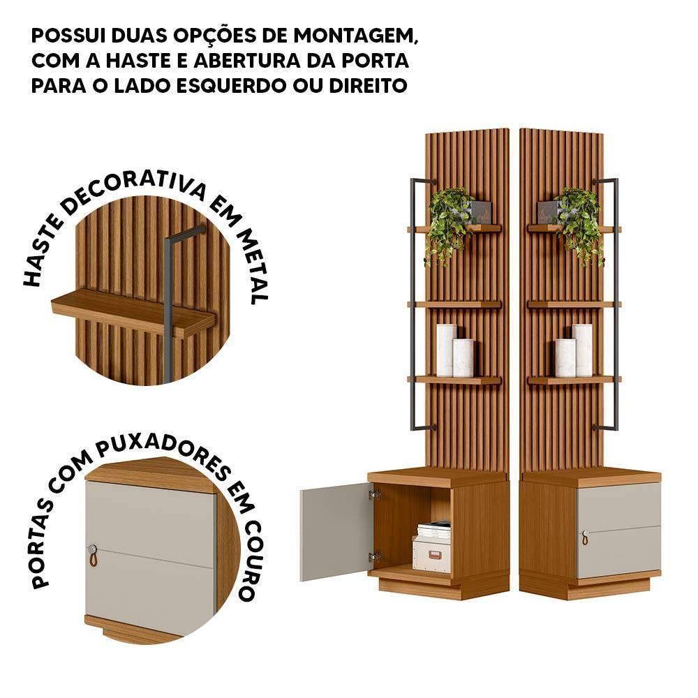 Miniatura Rack Com Painel Ripado 1 Modulo Lateral Esquerdo Ouro Preto Nature Off White Linea