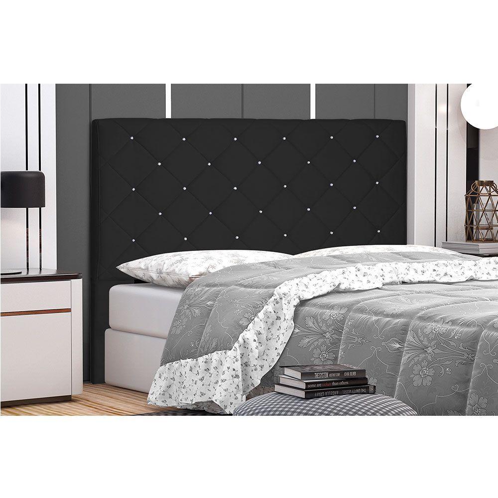 Miniatura Cabeceira King 1,95m Tânia Suede Preto